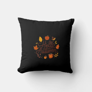  ​Hello Autumn Dark Aesthetic Pumpkin & Leaves Thr Throw Pillow