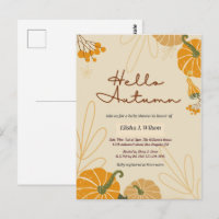 Hello autumn fall babyshower birthday party invita