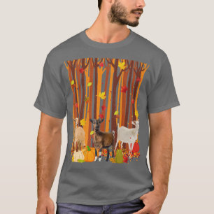 Hello Autumn Goat Maple Leaf Fall Pumpkin Mens Wom T-Shirt