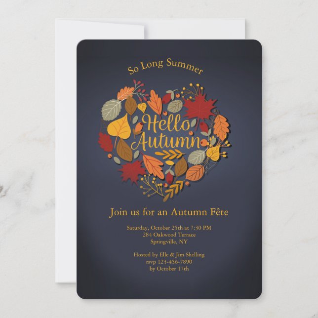Hello Autumn Heart Invitation (Front)