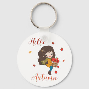 Hello Autumn keychain Fall theme keychain