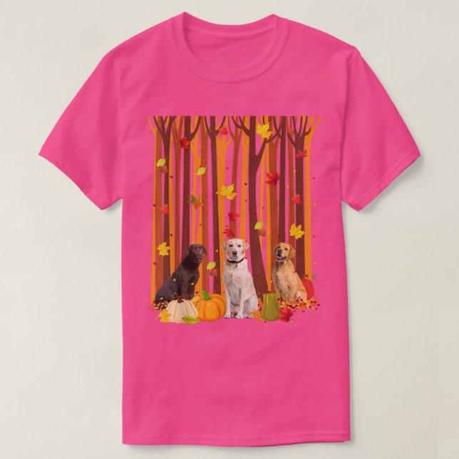 Hello Autumn Labrador Maple Leaf Fall Pumpkin Mens T-Shirt (Design Front)