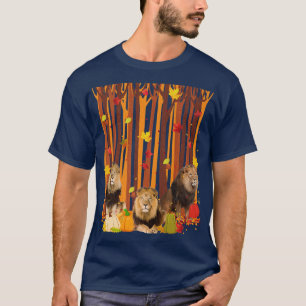 Hello Autumn Lion Maple Leaf Fall Pumpkin Mens Wom T-Shirt