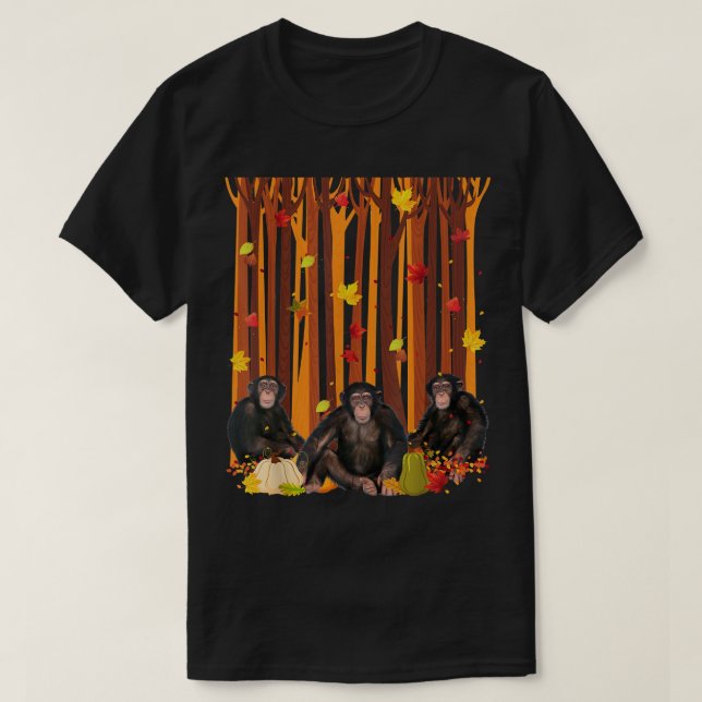 Hello Autumn Monkey Maple Leaf Fall Pumpkin Mens W T-Shirt (Design Front)