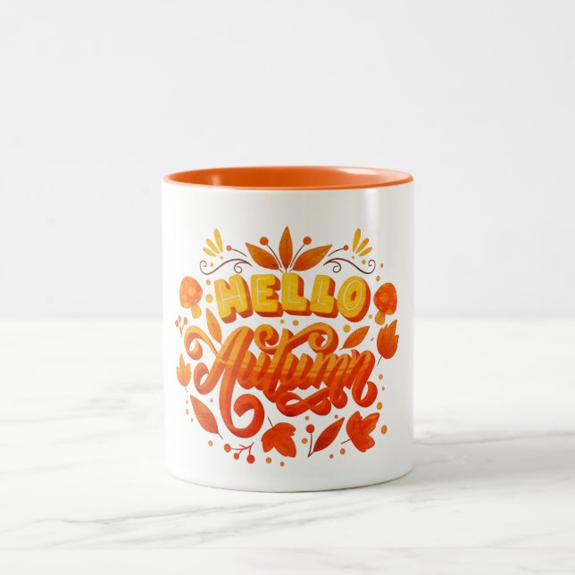 Hello Autumn Mug | Cozy Two-Tone Coffee Cup (Center)