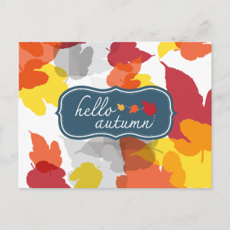 hello autumn postcard