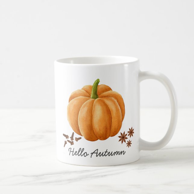 Hello Autumn Pumpkin Spice Cozy Fall Coffee Mug (Right)