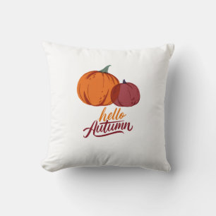 Hello Autumn Pumpkins Throw Pillow