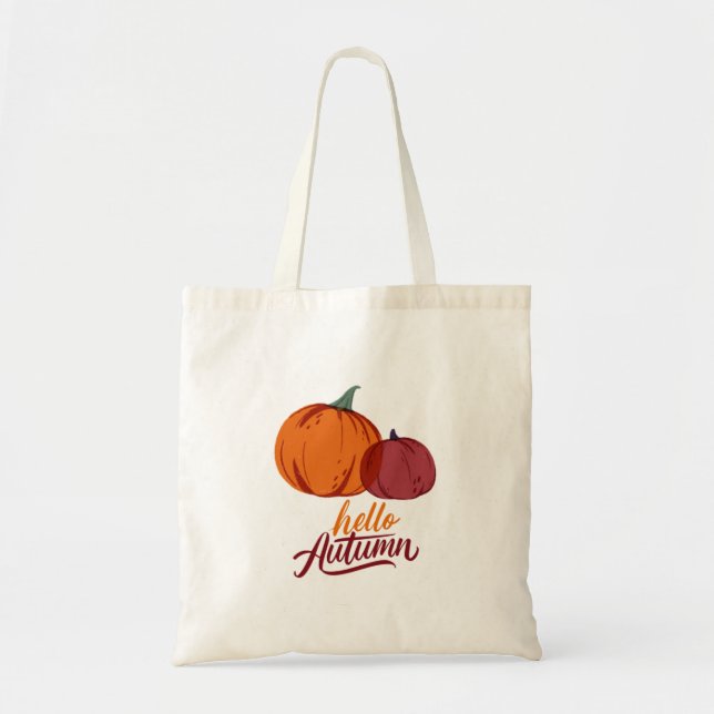 Hello Autumn Pumpkins Tote Bag (Front)