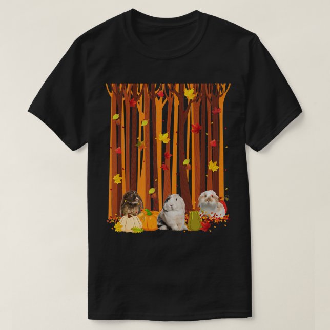 Hello Autumn Rabbit Maple Leaf Fall Pumpkin Mens W T-Shirt (Design Front)