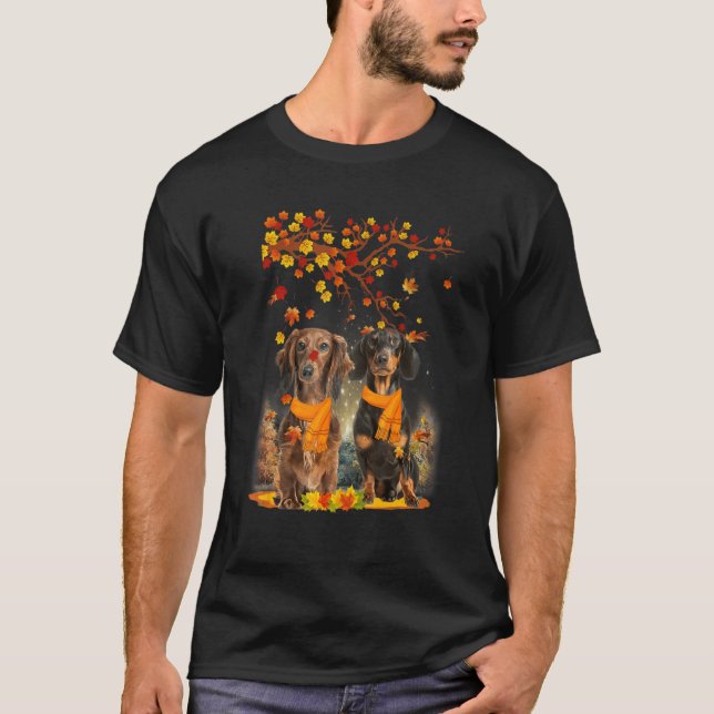 Hello Autumn Season Happy Thanksgiving Dachshund F T-Shirt (Front)