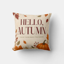 Hello Autumn Throw Pillow | Cozy Fall