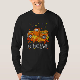 Hello Autumn Truck Pumkins Maple Leaf I Ts Fall Y T-Shirt