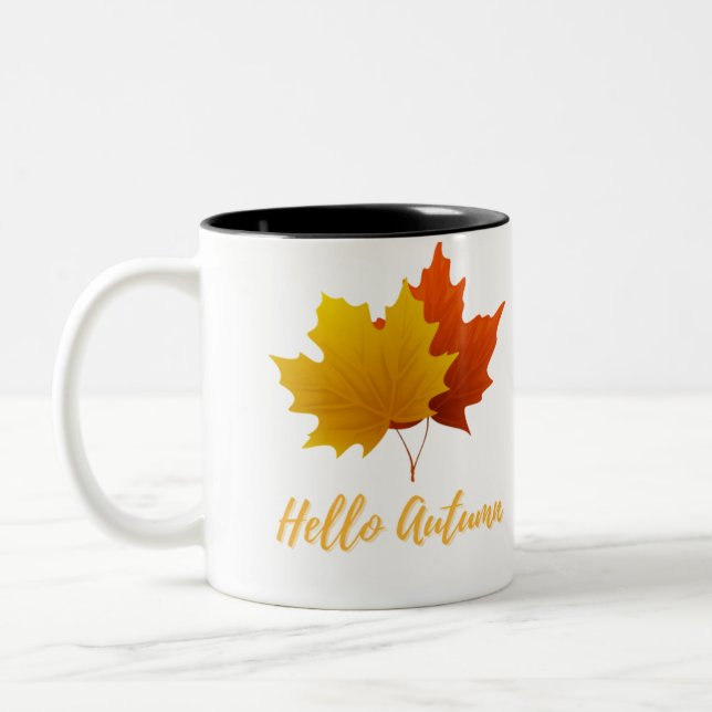 Hello Autumn  Two-Tone Coffee Mug (Left)