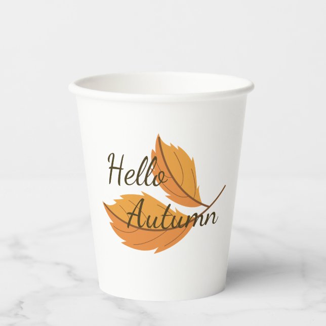 Hello Autumn - Vibrant Fall Foliage Collection Mug Paper Cups (Front)