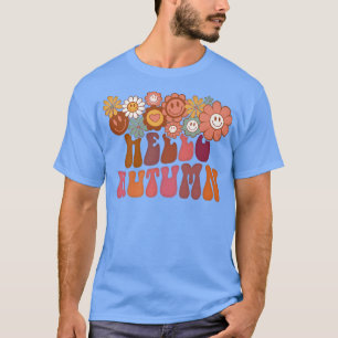 Hello Autumn Vintage Retro Groovy Flowers Fall Tha T-Shirt