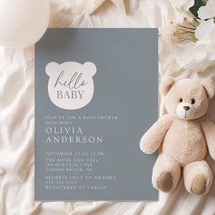 Hello Baby Bear Baby Shower Invitation