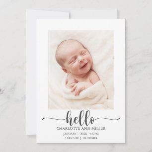 Hello Baby Birth Announcement Photo Card