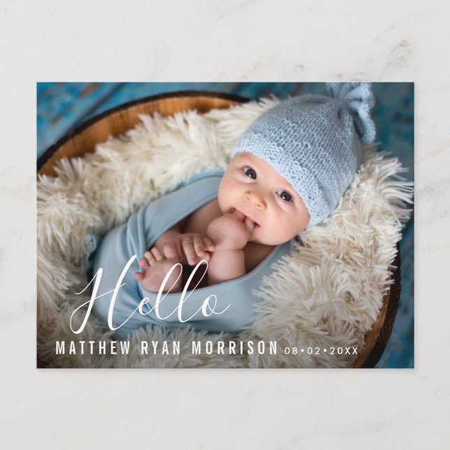 Hello baby birth announcement postcard (Front)