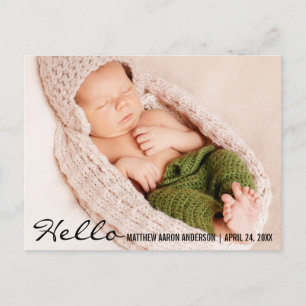 Hello Baby Birth Photo Faire-part Carte postale B
