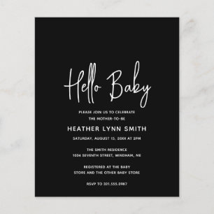 Hello Baby Black Budget Baby Shower Invitation
