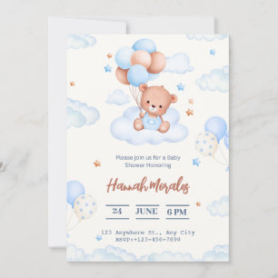 Hello Baby   Blue Skies Baby Shower Invitation
