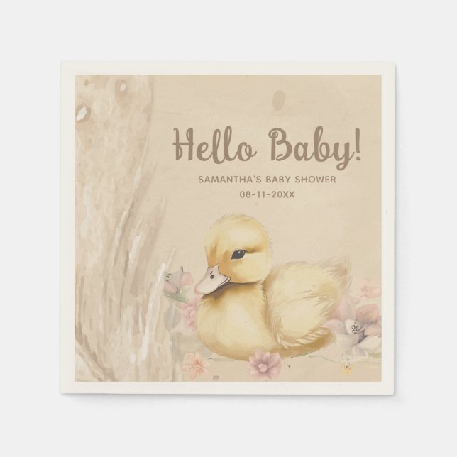 Hello Baby! boho baby shower Napkin (Front)