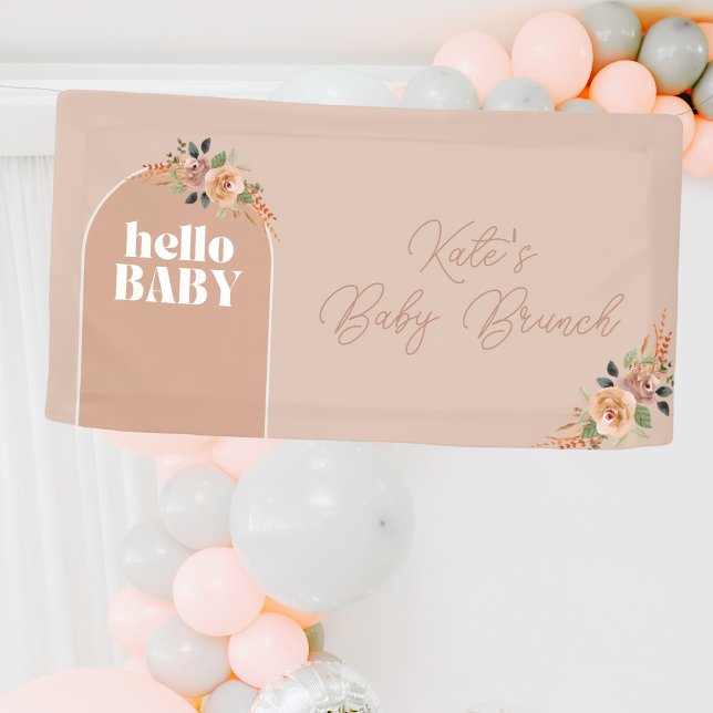 Hello Baby, Boho Modern Baby Shower Banner (Creator Uploaded)