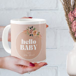 Hello Baby, Boho Modern Baby Shower Large Coffee Mug<br><div class="desc">Bring a touch of boho chic to your gift-giving for a baby shower, baby brunch or high tea. it's easy to customize the text to suit your event! Headline: "Hello, Baby" and room for the parent's name and event. Featuring dusty pink and beige tones and drawing inspiration from minimalist design....</div>