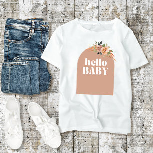 Hello Baby, Boho Modern Baby Shower mom-to-be T-Shirt