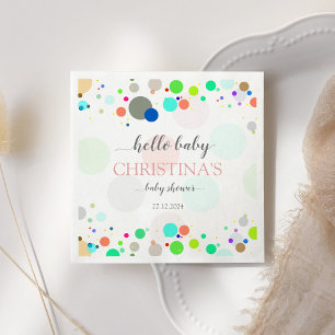 Hello baby Colourful Dots Baby Shower Napkin