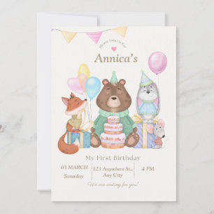 Hello Baby   Cute Animal-Themed Baby Welcome Invitation