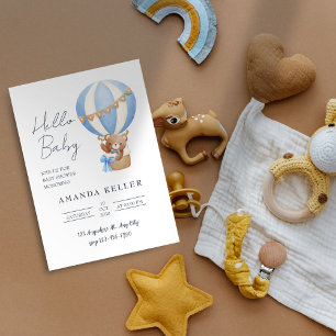 Hello Baby Cute Bear Baby Shower Invitation