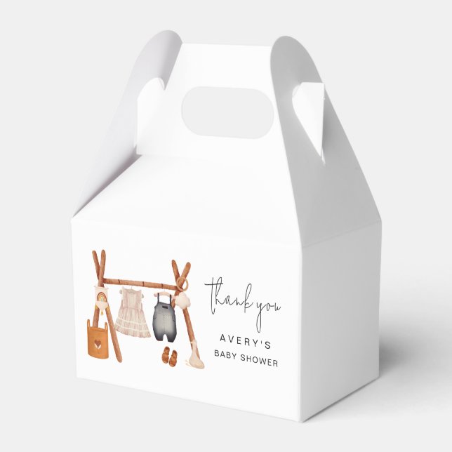 Hello Baby | Cute Boho Clothes Baby Shower  Favor Box (Front Side)