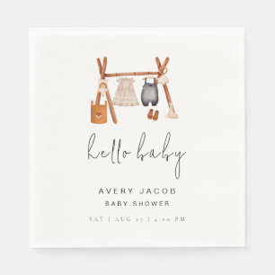Hello Baby Cute Boho Clothes Baby Shower Napkin