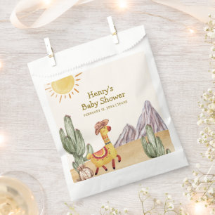 Hello Baby Desert Cactus Llama Cowboy Baby Shower Favour Bag