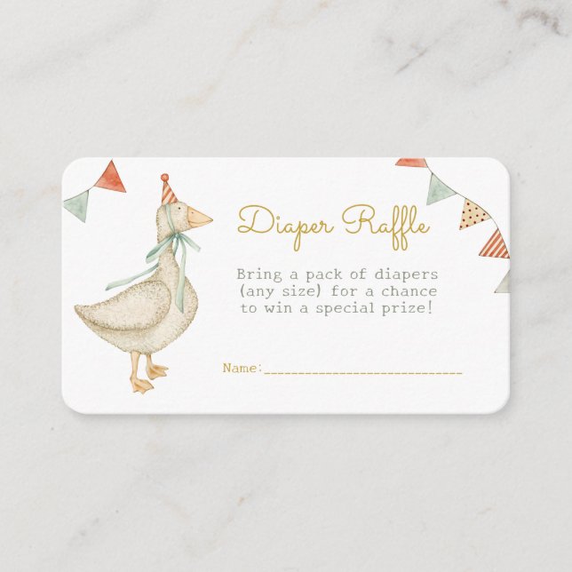 Hello Baby Duck Toys Baby Shower Diaper Raffle Enclosure Card (Front)