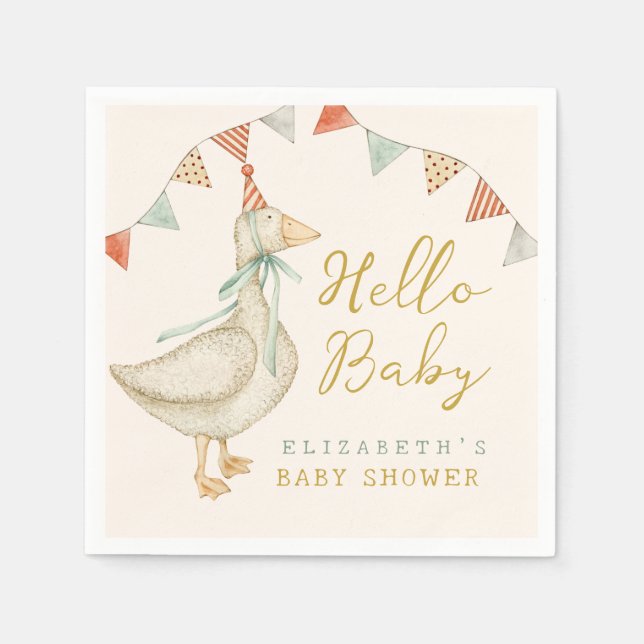 Hello Baby Duck  Toys Baby Shower Napkin (Front)