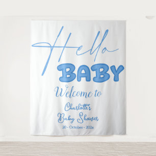 Hello Baby Elegant Baby Shower Backdrop Tapestry