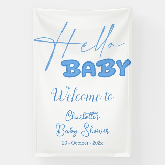 Hello Baby Elegant Baby Shower Banner (Vertical)