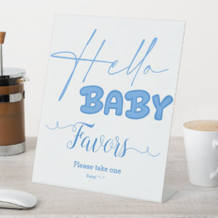 Hello Baby Elegant Baby Shower Favors Pedestal Sign