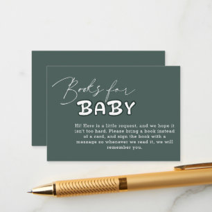 Hello Baby Elegant Dark Green Baby Shower Enclosure Card