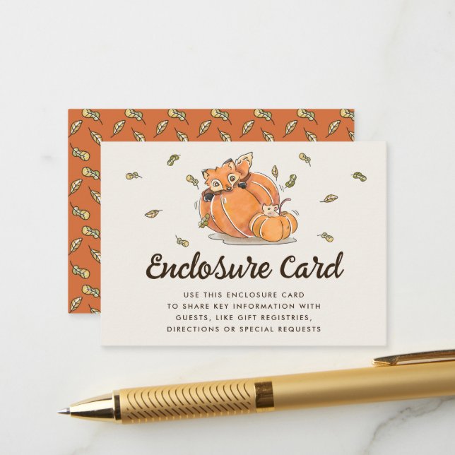 Hello Baby Fox Autumn Baby Shower Display Shower Enclosure Card (Front/Back In Situ)