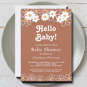 Hello Baby Gender-Neutral Daisy Baby Shower  Invitation