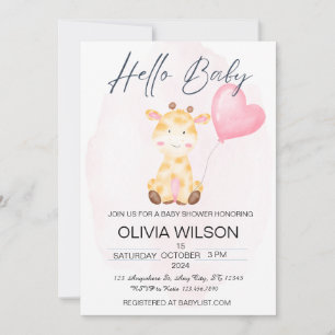 Hello Baby Giraffe Baby Shower Invitation
