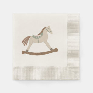 Hello Baby Girl Pink & Green Bow Rocking Horse Napkin