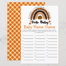 Hello Baby Girl Pumpkin Baby Shower Name Game