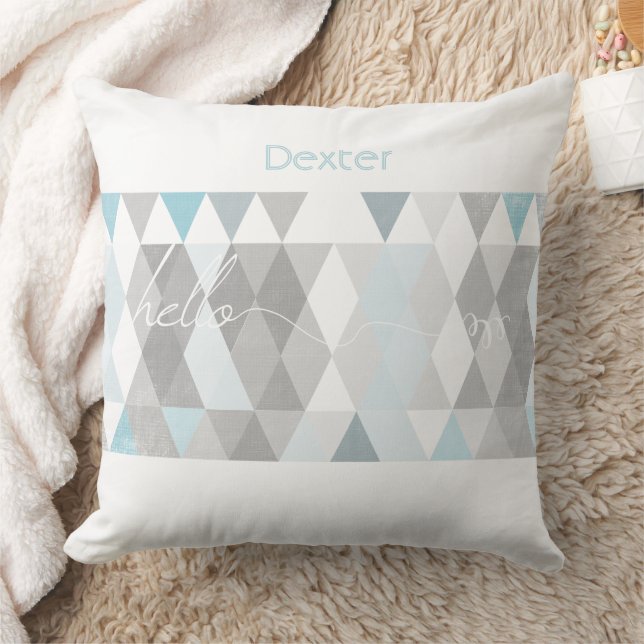 Hello Baby Hello World Abstract Triangle Throw Pillow (Blanket)