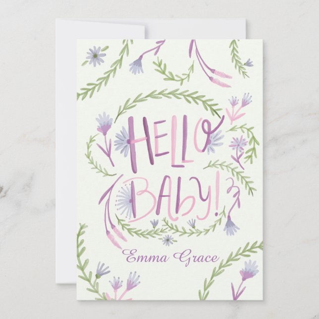 Hello Baby Mauve Meet and Greet Invitation (Front)