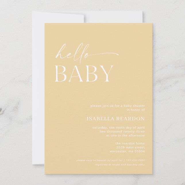 Hello Baby Minimalist Baby Shower Invitation (Front)